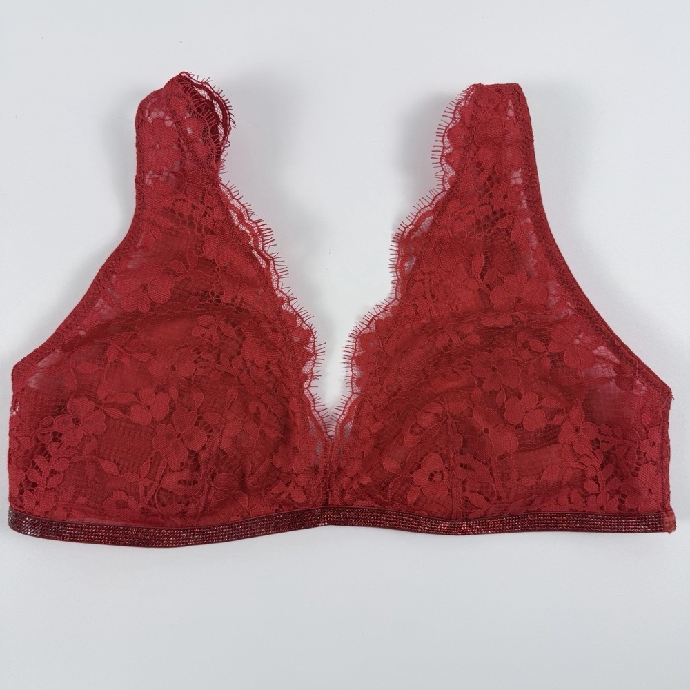 Victoria's Secret Dream Angels Twinkle Lace Sheer Triangle Bralette Red S NWT